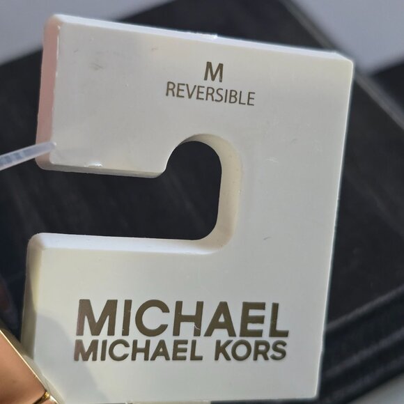 Michael Michael Kors MK Gold Brown Reversible Canvas Women's Skinny Belt, M, NWT - Picture 11 of 11